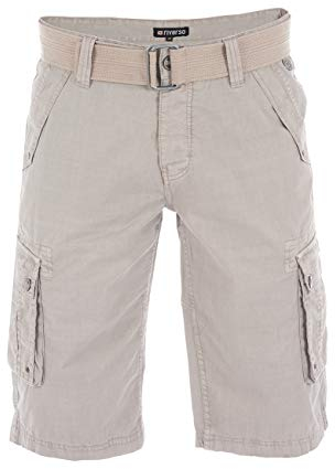 riverso Kurze Hosen Herren Cargo Shorts mit Gürtel Regular Fit RIVAnton Cargoshorts Sommer 100% Baumwolle, (W 32, Light Beige)
