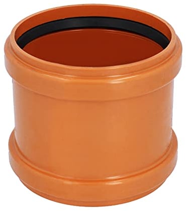 KG Rohr Überschiebmuffe Ø DN 250 mm Länge 260 mm Orangebraun | PP PVC Muffe Mit 2 Gummidichtringen | Kanalrohrsystem Abwasserrohr Doppelmuffe Chemische Beständigkeit | Abwasser Installation