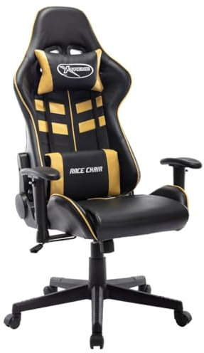 vidaXL Gaming Stuhl Höhenverstellbar Chefsessel Bürostuhl Schreibtischstuhl Sportsitz Computerstuhl Büromöbel Schwarz Golden Kunstleder