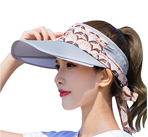 ITODA Visor Damen Sonnenvisor Breite Krempe Sonnenkappe Sonnenschutz Sonnenblende Damen Schirmmütze Verstellbar Sonnenhut mit Schirm Strandvisor Sommer Cap Sonnenschild Golf Volleyball Outdoor Reise