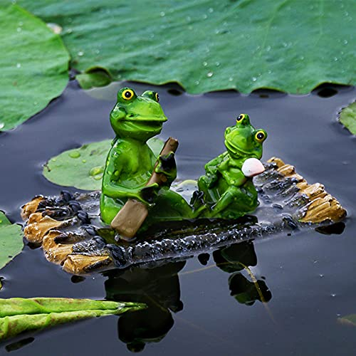 LONG-L Frosch Teichdekoration Schwimmtier, Miniteich Froschkönig Teichfigur Garten Deko,Floating Lotusblatt Aquarium Fisch Teich Seerose Pool Blatt Teichdekoration,B