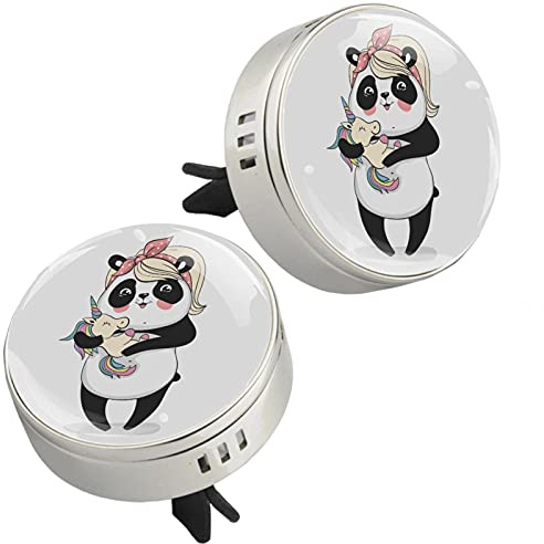 GORDESC Panda Print Auto Parfüm Auto Lufterfrischer Vent Clip Duft Auto Geruch Lufterfrischer Parfüm Diffusor (Silber)
