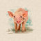 Aquarell-Tiere, Digitaldruck-Design, Baumwolle, reiche Leinen-Optik, Stoff für Wimpelkette, Jalousien, Basteln, Quilten, Patchwork und Polsterung, Verkauf pro Paneel (Piglet)