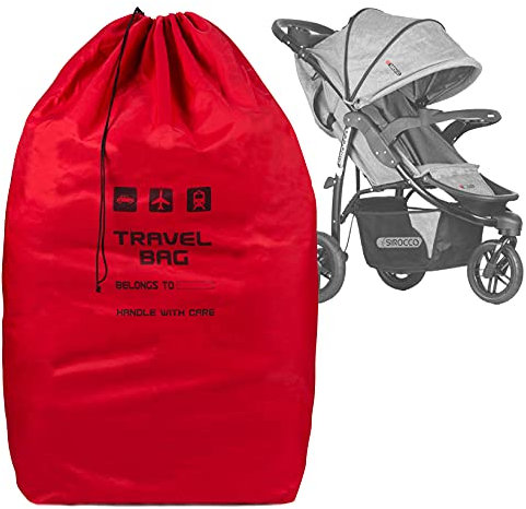 Rote Reisetasche für Kinderwagen Größe zu 100x60x40 cm Transporttasche Buggy Tragetasche Faltbar als Rucksack perfekt am Flughafen beim Einchecken Bahnhof Autofahrten [085]