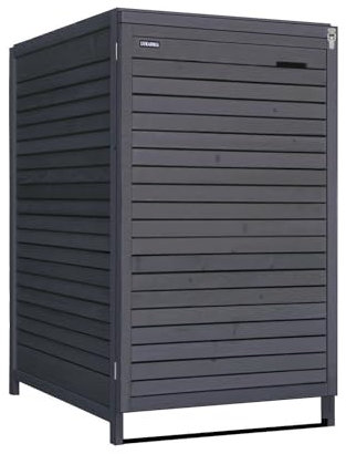 Mülltonnenbox Mülltonnenverkleidung 120L für 1 KLEINE Tonne Mülltonnecontainer Holz vorimprägniert in anthrazit mit Rückwand Adria (1 Tonne)