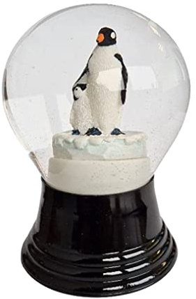 Schneekugel Echtglaskugel - Fast wie echter Schnee Motiv: Pinguin Mutter mit Kind, 8 cm