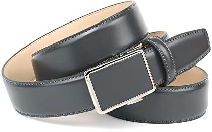 Anthoni Crown Herren Automatik Ledergürtel Gürtel, Grau, 90
