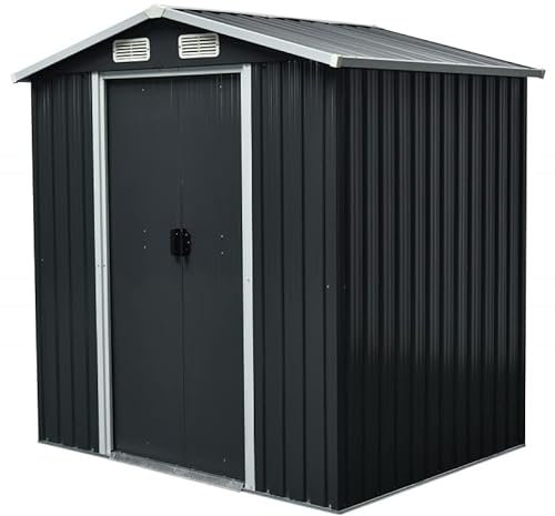 Grindi - Gerätehaus Metall Sorbus I - Gartenhütte - Gartenhaus - Geräteschuppen 131x194x200 cm Schiebetür - Garten Schrank - Fahrradgarage - Shelter - Gartengerätehaus - Tiny House