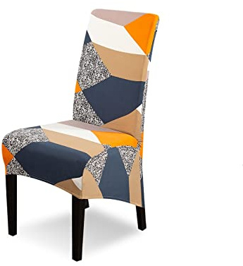 Lydevo XL 4er Set Stretch Stuhlhussen Schwingstühle XL für Esszimmerstühle Spandex Universal-Stuhlbezug Large Dining Chair Schonbezüge für Stuhl Esszimmer Hotel Bankett,Orangefarbene Geometrie