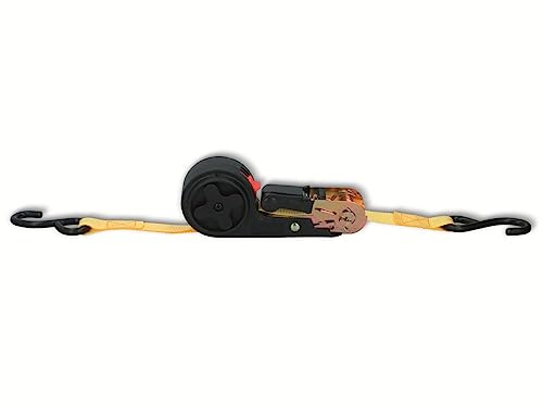 Dunlop Spanngurt mit Ratsche - Zurrgurt 4 Meter - Max. 250KG - Automatisches Aufrollsystem - Nylon - Gelb/Schwarz