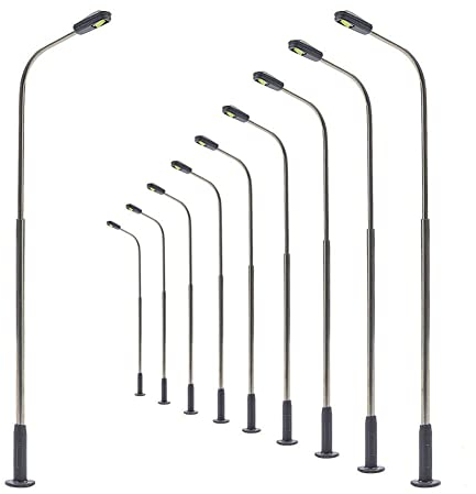 ZYWUOY 10 Stück Modelleisenbahn Warmweiß Straßenlaterne Einzelkopf 1:50 für Eisenbahnmodellbau