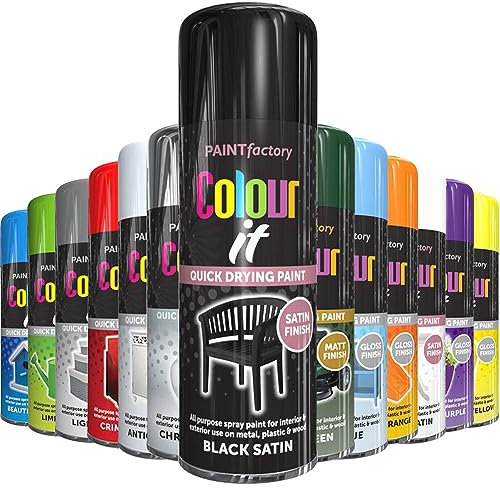 AlezyB - Black Satin 400ml All Purpose Spray Paint | Use on Metal, Wood, Plastic and Multipurpose Aerosol Professional Quality Perfect Finish, for Interior Exterior and Excellent Coverage