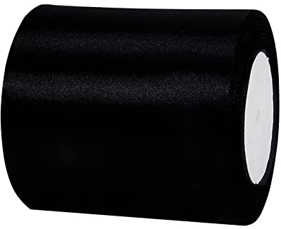 22m Satinband Geschenkband Schwarz 100mm Breit,Trauer Band Schwarz Schleifenband Satin Dekoband Geschenkverpackung Deko Band Stoffband für Halloween Weihnachten Hochzeit Geburtstag DIY-Handwerk