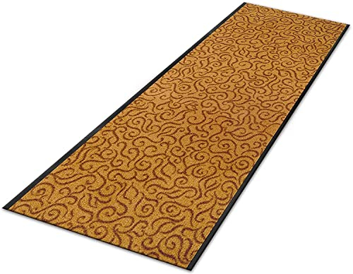 casa pura Schmutzfangläufer mit Schnörkelmuster - Schmutzfangmatte Meterware nach Maß - Qualitätsprodukt aus Deutschland - Flurläufer, Küchenläufer, Teppichläufer - Läufer in Beige (90 x 120 cm)
