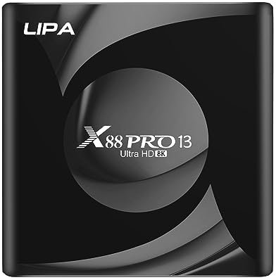 Lipa X88 Pro 13 TV Box 4-64 GB Android 13 -Mediaplayer Mit Kodi, Netflix und Playstore-8K Decoder - Apps via Playstore und Internet - Wifi und Ethernet - Dolby Sound - Bluetooth