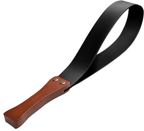 SUNSDEW Pagaie d'équitation en cuir avec poignée en bois antidérapante pour chevaux, cultures d'équitation de 48,3 cm