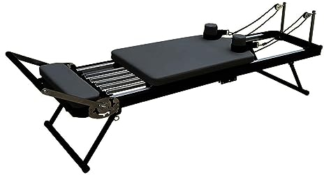 VBVARV Faltbar Pilates Reformer Machine Hausfitnessausrüstung Für Krafttraining,Schwarz
