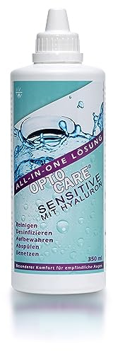 OptoCare Sensitive - Kombilösung für weiche Kontaktlinsen mit Hyaluron, 350 ml