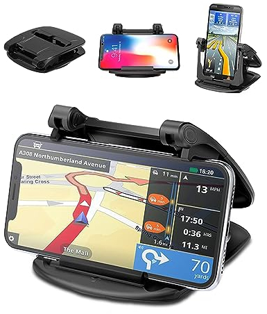 Porta Cellulare Auto 360° Ruotabile - Supporto Telefono per Cruscotto con Base Adesiva - Compatibile con la Maggior Parte dei Telefoni Cellulari, Nero