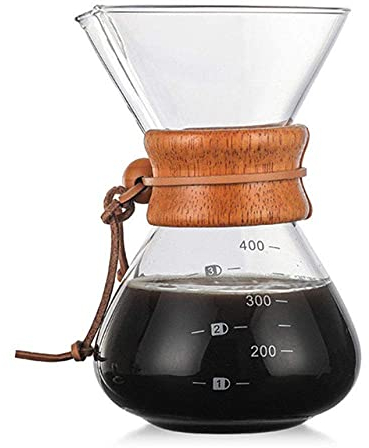 XiVue Caffettiera Moka, 400ml 600ml 800ml Caffettiera in Vetro Resistente Caffettiera Macchina per caffè Espresso con caraffa filtrante in Acciaio Inossidabile, 400ml (400ml)