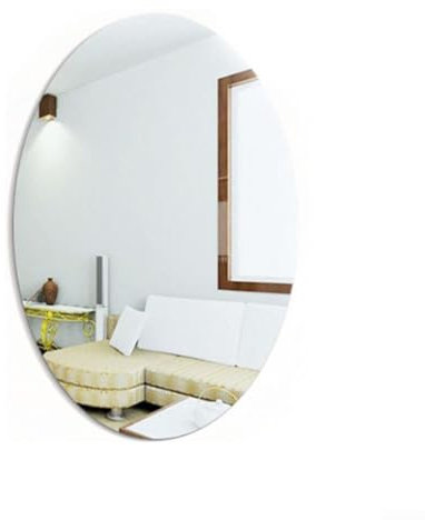 CARMOTTER Adhesivo de pared autoadhesivo para espejo, impermeable y resistente a la corrosión, decoración perfecta para el hogar, habitación, baño, cuadrado ovalado (ovalado)