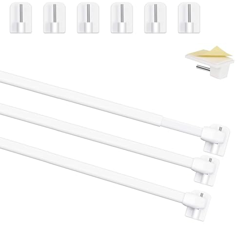 Honeyes Gardinenstange Ausziehbar, Genster Gardinenstange, Ausziehbare gardinenstange, für Store, Schrank, Fenster, Küche, DIY-Projekte (3 Stücks-60-105CM)