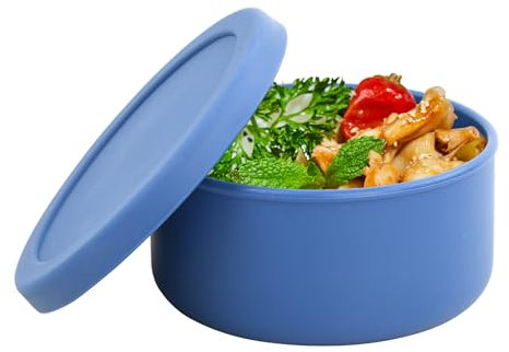 Cozlly Boîte à Lunch en Silicone, 700 ml Boîte à Déjeuner, Bento Box, avec Couvercle, Réutilisables, Conteneurs de Stockage de Nourriture, pour Micro-Ondes, Les Réfrigérateurs (Bleu)