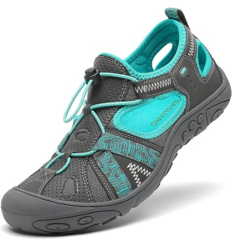 SAGUARO Sandales de Trekking pour Femme Outdoor Sport Sandales de randonnée d'été Antidérapant Respirantes Bleu 41 EU