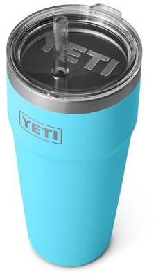 YETI Rambler 26 oz Straw Cup, Vacuum Insulated, Stainless Steel with Straw Lid, Reef Blue