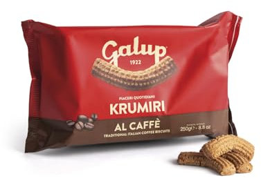 Galup Krumiri Piemontesi al gusto caffè, Biscotti al Burro e Uova Freshe, Dotati di Confezione Flowpack che Garantisce Freschezza e Comodità, Conservando il loro Sapore Classico - 250 g