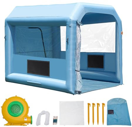 VEVOR Cabine de Peinture Gonflable 3x2,5x2,5 m, Tente Peinture Gonflable Automobile avec Souffleur Puissant de 550 W et Système de Filtration, Station de Travail pour Pose de Peinture Atelier Garage