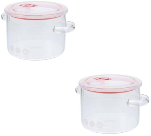 Alipis 2pcs High Borosilicate Glass Stew Pot with Lid Double Handle Cooking Pot for Soup Versatile Household Cookware Transparent Design for Easy Monitoring
