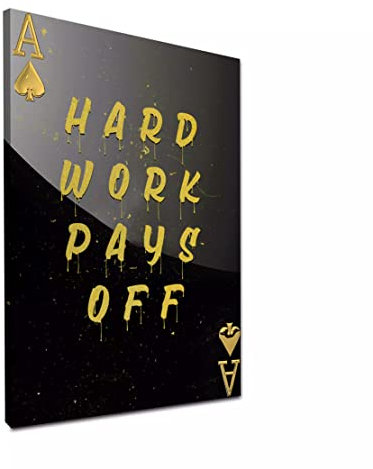 Ass Poker Hard Work Motivation Leinwandbild Wandbild Deko Kunst XL Größe 120x160x4cm