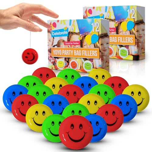 SOL 24pk Rainbow Yo-Yos for Kids - Smiley Party Bag Fillers
