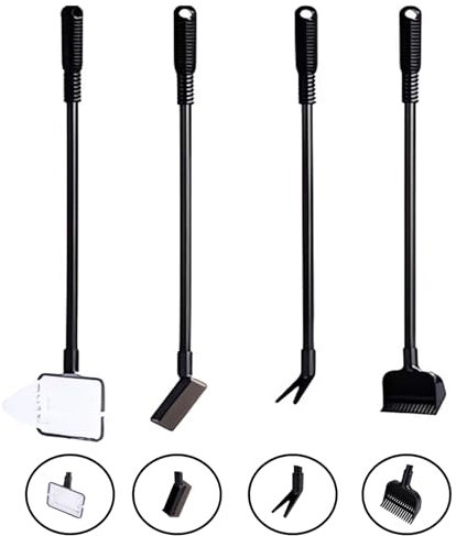 VKWE Fish Tank Cleaner Fish Tank Cleaning Kit, 4 in 1 Aquarium Cleaning Tool Kit with Handle, Fishing Net, Sponge Brush,Plant Fork, Gravel Rake