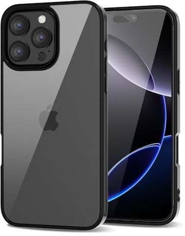 LoeoeL for iPhone 16 Pro Max Case Clear, Transparent Hybrid 16 Pro Max Phone Case [Hard Plastic & Soft Silicone Bumper] Acrylic Non Yellowing Thin Slim Protective Cover for Women, Black