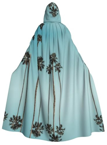 JIAGLINDE Palm Tree Print Hooded Robe Cloak Halloween Cosplay Dress Up Costume 59 In.