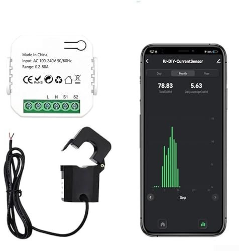 Besttoolifes Smart Meter Energy Monitor WiFi, 80A Smart Energy Meter per Elettricità Monofase, WiFi Elettricità Usage Monitor WiFi Power Meter per il monitoraggio dell'elettricità in tempo reale