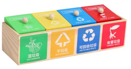 TOYANDONA Juguete De Basura Cubo De Basura De Juguete Bambú