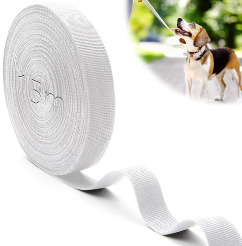 Mbsomnus 15M Sangle Couture Nylon Sangles Blanc Sangle Sac a Dos Sangle Coton 25 mm Découpable Sangle pour Sac pour la Coupe Couture DIY Sac à Dos Sangles à Bagages Sacs à Main Laisses pour Chiens