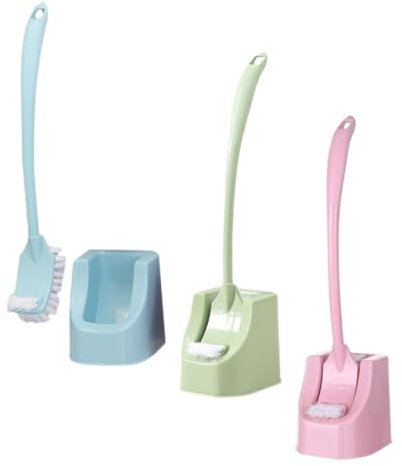 Alipis 3sets Sparkly Toilet Brush Set Stain Removal Brush for Bathroom Accessories Deep Cleaning Scrubber and Holder Kit