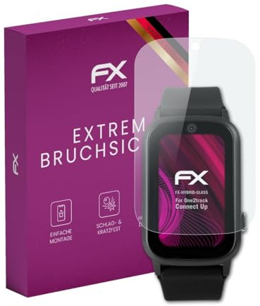atFoliX Glasfolie kompatibel mit One2track Connect Up Displayfolie, 9H Hybrid-Glass FX Schutzpanzer Folie