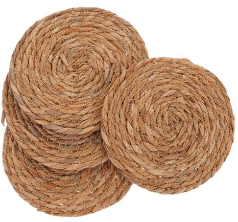 Gatuida 4pièces Lot de Dessous De Verres Ronds Tressé Antidérapants Tapis Isolants Naturels pour Tasses Et Thés Accessoires De Cuisine Élégants Et Pratiques