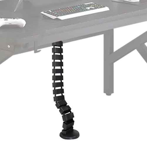 BAIFULAI Flexibler Kabelführung, Wirbelsäule Kabelrinnen für höhenverstellbare, 1300 mm Kabelführung eckig Kuba Slim, Schreibtisch-Kabelmanagement mit Metallfuß, Schwarz Kabelkanal Universal