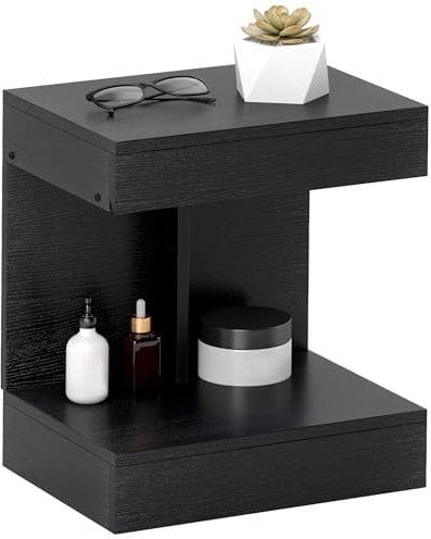 HOMCOM Nachttisch mit Schubladen, Beistelltisch, Nachtschrank mit Ablage, Nachtkommode für Schlafzimmer, Wohnzimmer, 40 x 30 x 46 cm, Schwarz