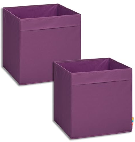 Storanda | 2er Set Aufbewahrungsbox Regal | Faltbare & Extra Stabile Kallax Boxen Aufbewahrung | Aufbewahrungskorb Regalbox für Würfelregal | Ideal für Zuhause & Kinderzimmer | 33x33x33 cm | Brombeere