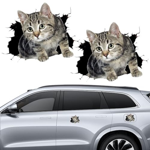 2 adesivi per gatti 3D, adesivi per auto, gatti, animali, gatti, decorazioni per auto, graziose decorazioni per gatti