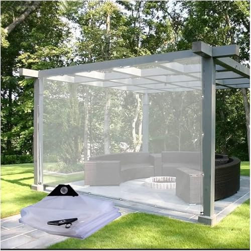 Zanotva Klare Planen, wasserdichte Plane mit Ösen, staubdicht, wetterfest, durchsichtige Pavillon-Seitenwände for Veranda, Garten, Terrasse(3'x7')