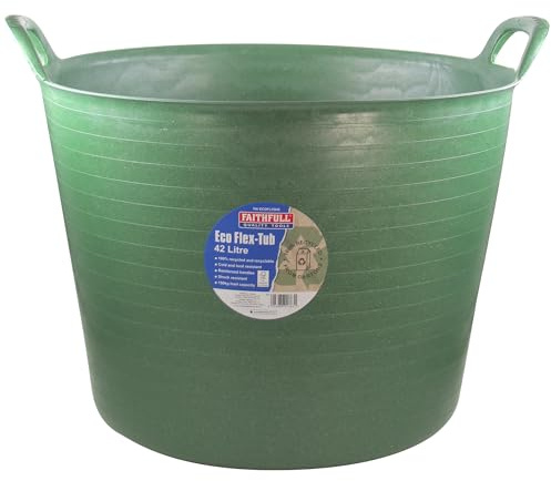 Faithfull Eco Flex Tub, Mehrzweckeimer, langlebig & nachhaltig, Flexibler Eimer mit verstärkten Griffen, 42 Liter (9 gl), Grün