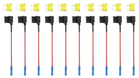 DMiotech Fuse Tap 24V 12V Car Add A Circuit Adapter Blade Fuse Taps Kit 20A Medium for Automotive Trucks Marine, 10pcs Yellow